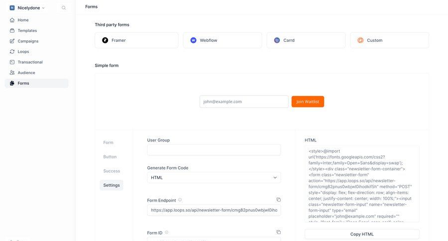 Loops screen example