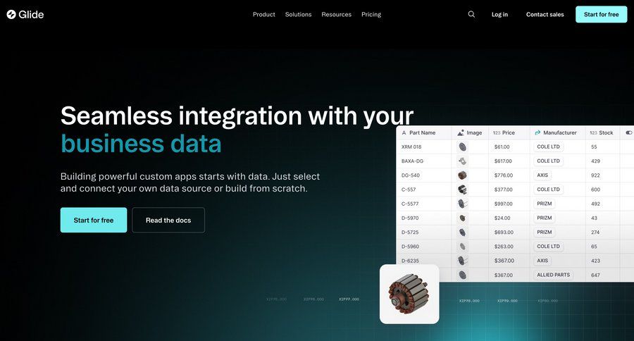 Glide
				integrations page example