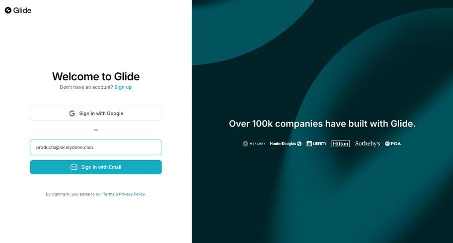 Glide
				signin page example