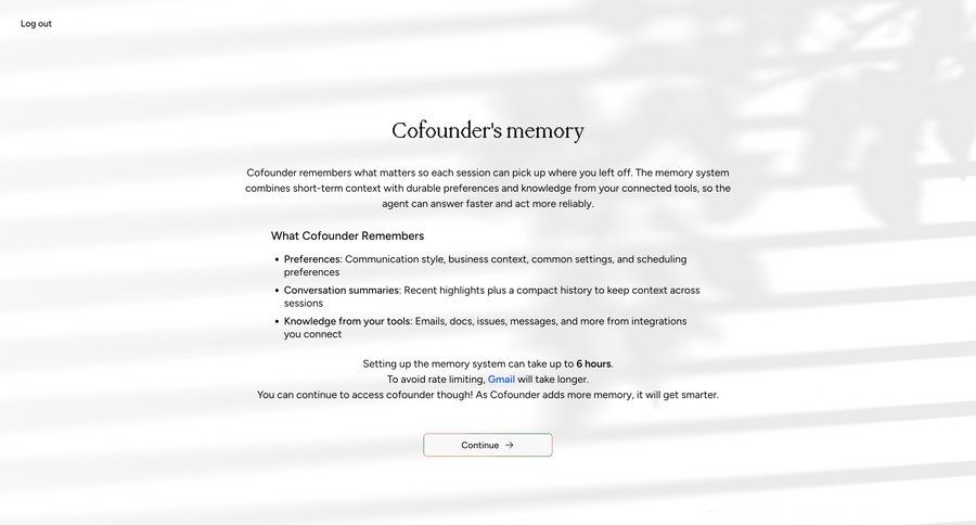 Cofounder
				onboarding ui page example