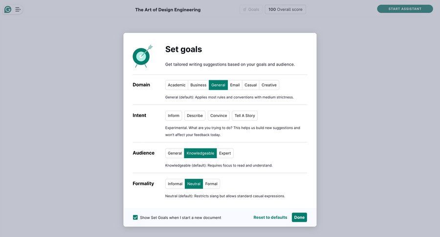 Grammarly screen example