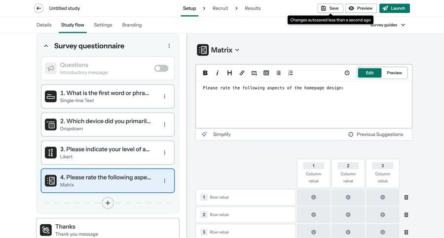 Optimal screen example