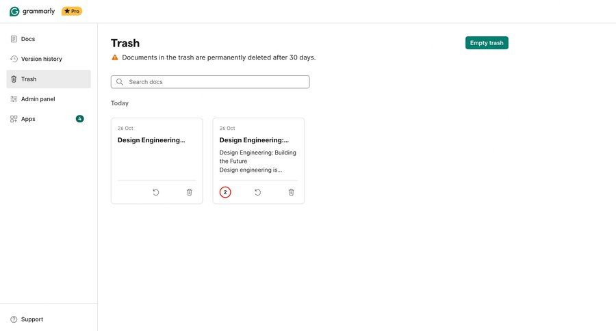 Grammarly
				list ui page example