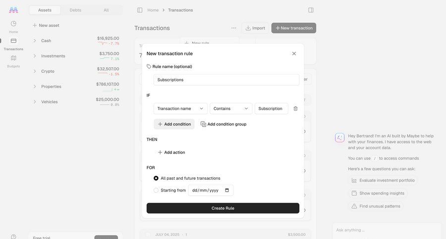 Maybe Finance screen example
