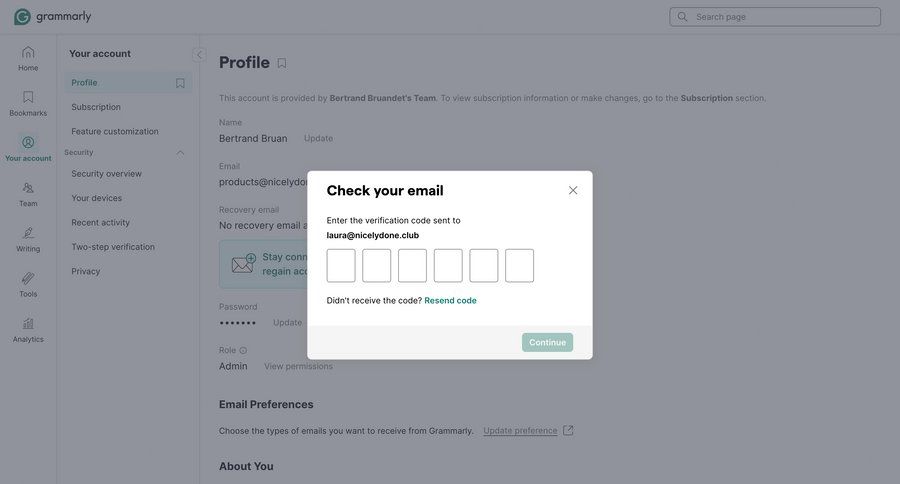 Grammarly screen example