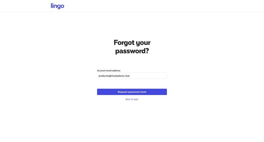 Lingo
			password reset form account setup account management form account security authentication ui page example