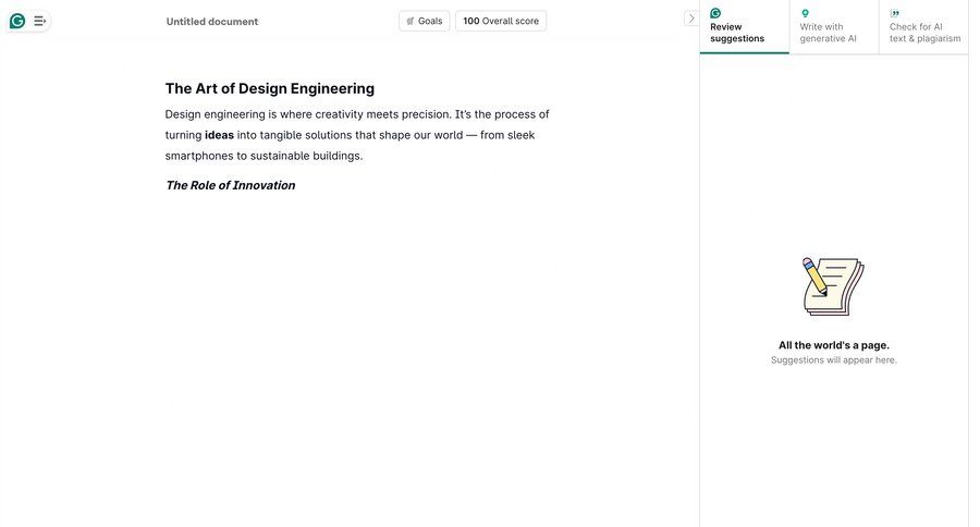 Grammarly screen example