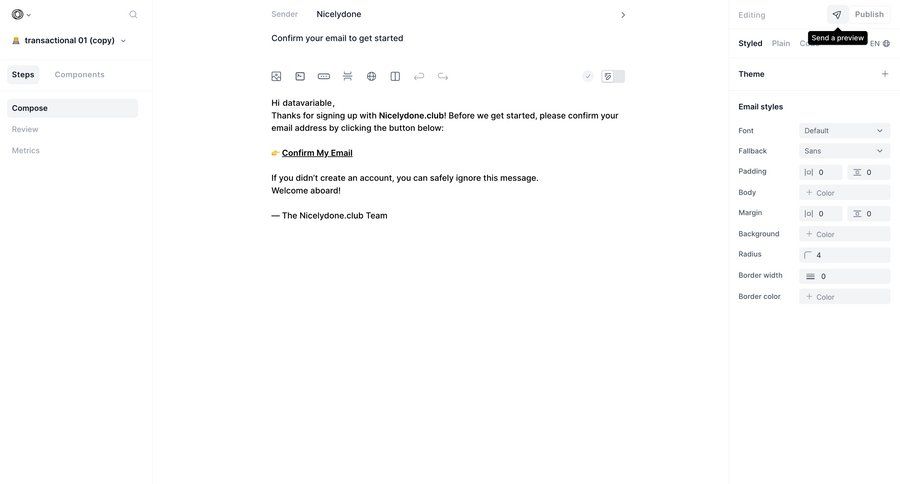 Loops screen example
