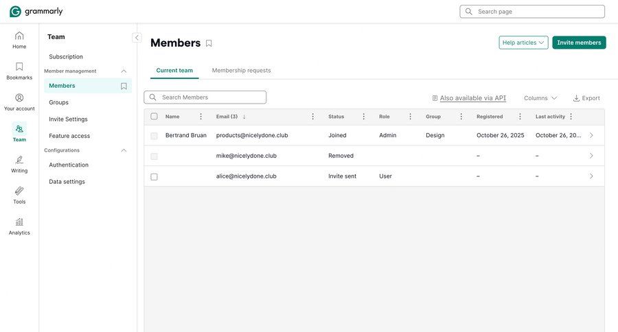 Grammarly screen example