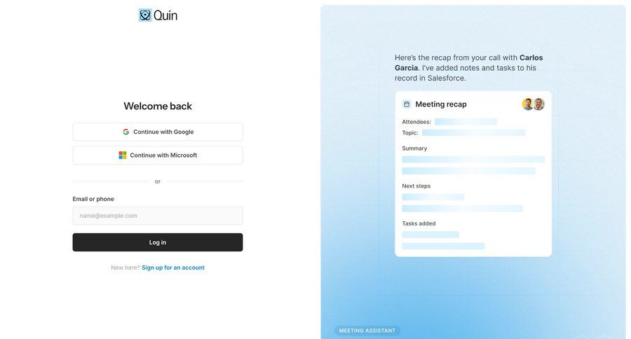 Quin
				signin page example