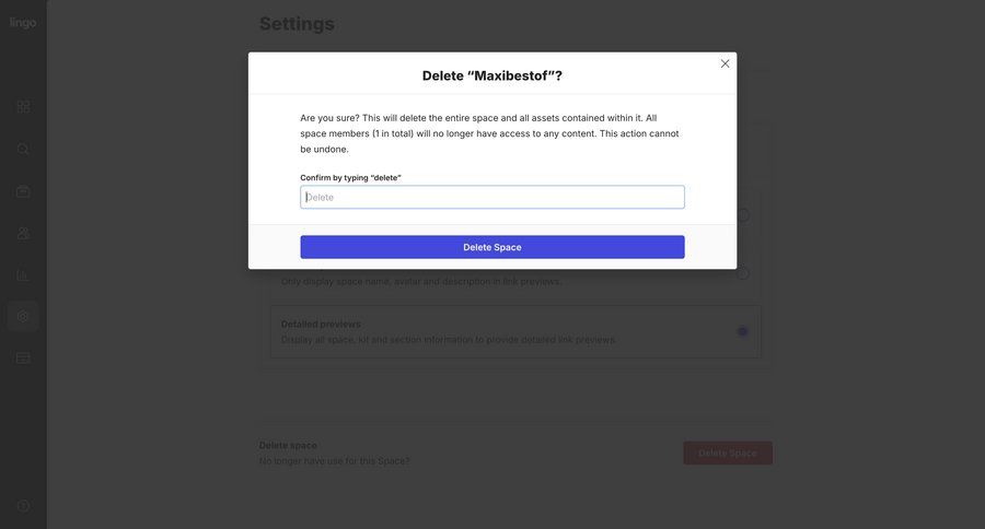 Lingo
			 settings account management delete confirmation account settings account deletion ui page example