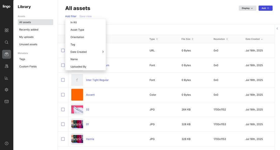 Lingo
			 grid data display sidebar filter options table ui page example