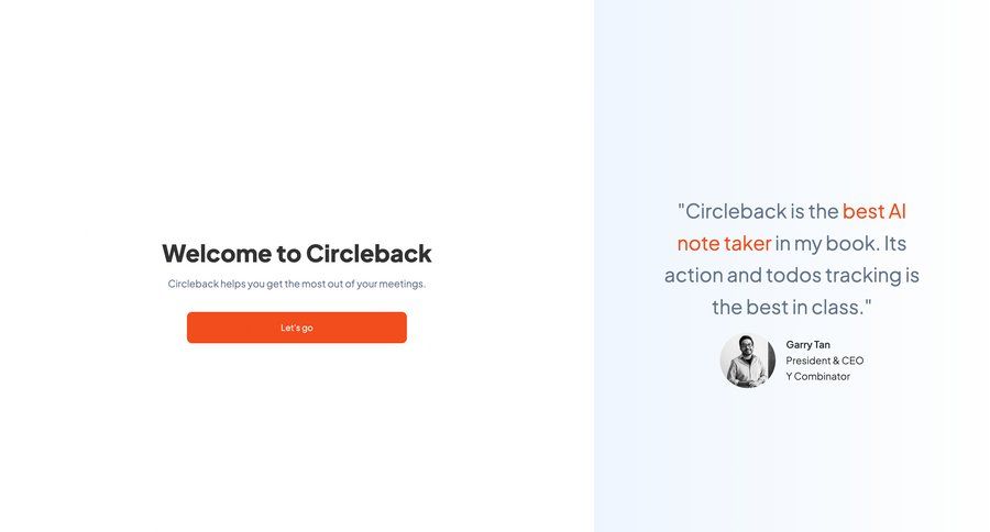 Circleback
				onboarding page example