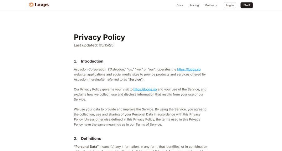 Loops
				legal ui page example
