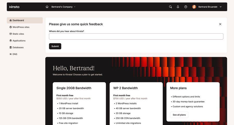 Kinsta screen example