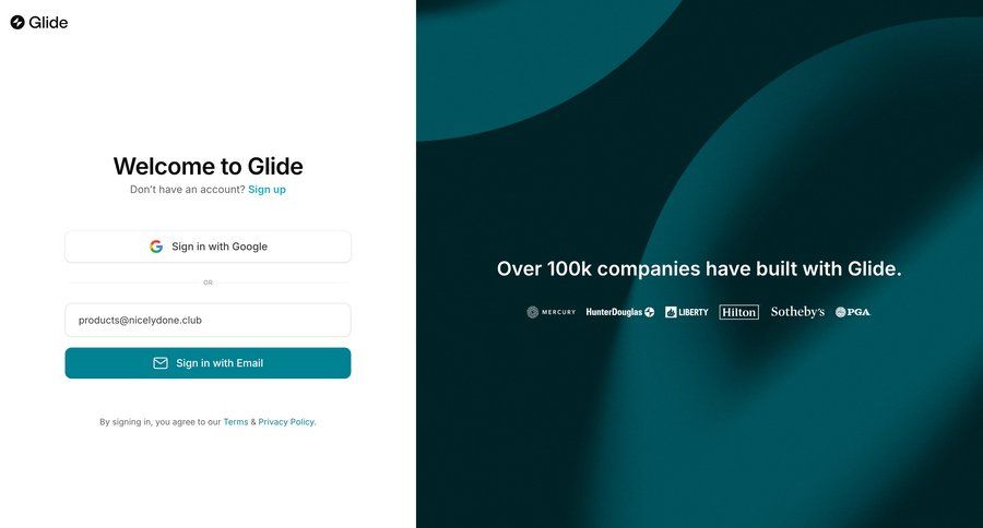 Glide
				signin page example