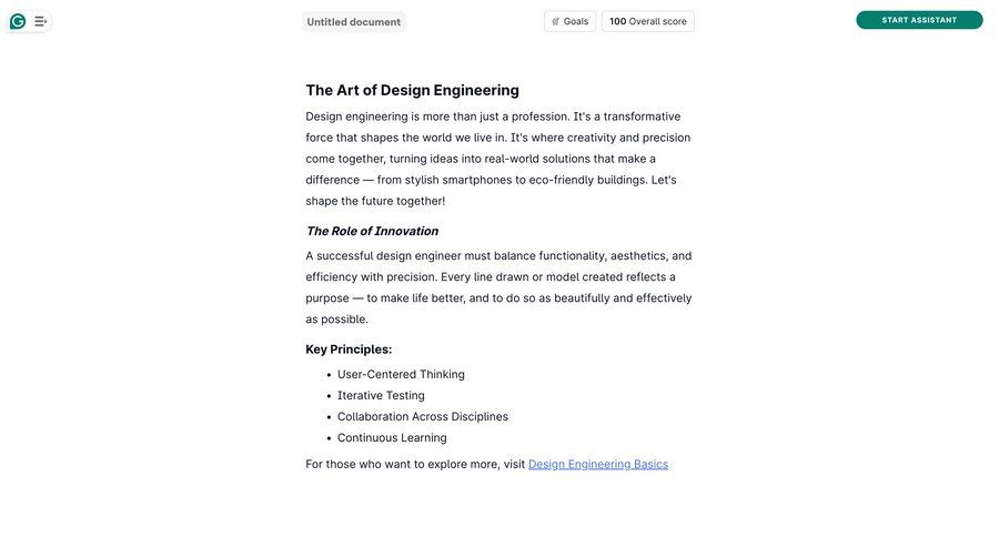 Grammarly screen example