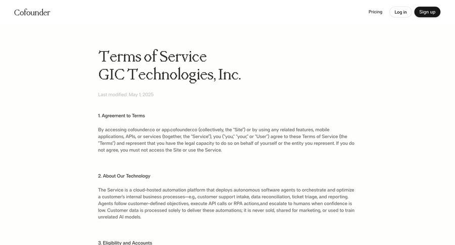 Cofounder
				legal ui page example