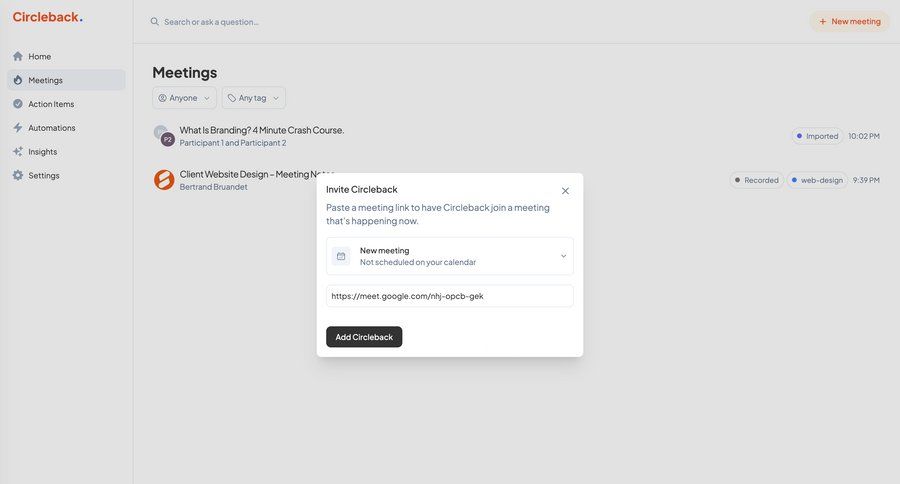 Circleback
			  ux ui design
