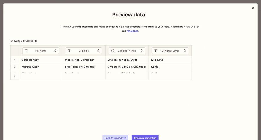 Zapier
			 modal screen data management grid import data data mapping data import table importing data ui page example