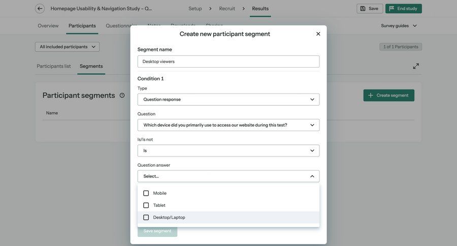 Optimal screen example