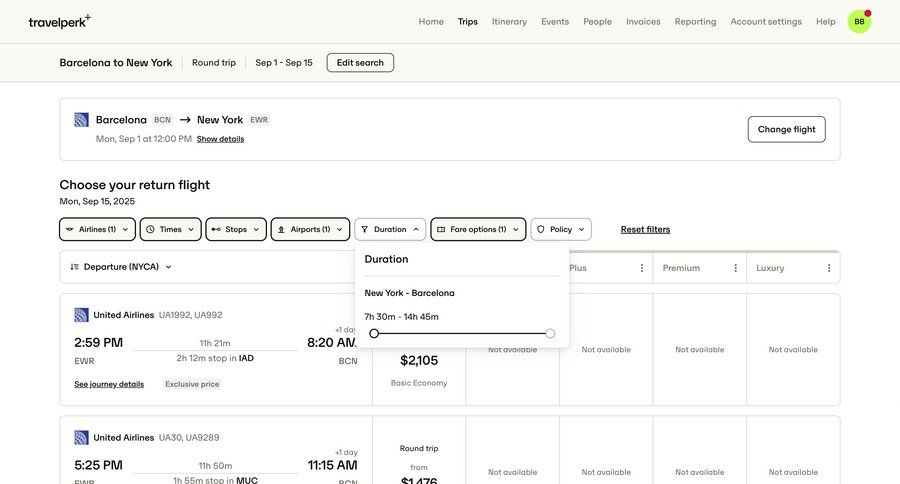 Travelperk screen example