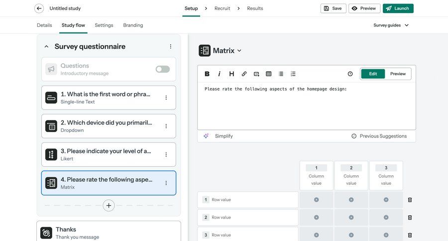 Optimal screen example