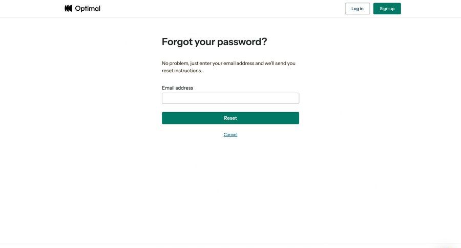 Optimal
				password reset page example