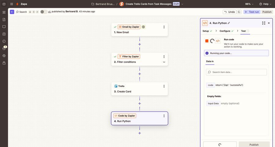 Zapier
			 modal screen configuration workflow form automation progress indicator data mapping setup integration loading ui page example