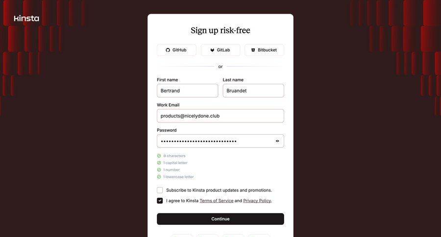 Kinsta screen example