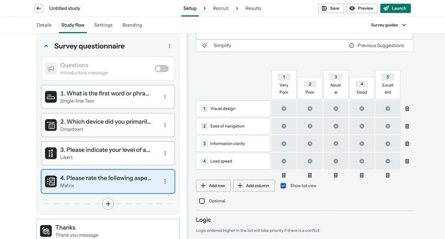 Optimal screen example