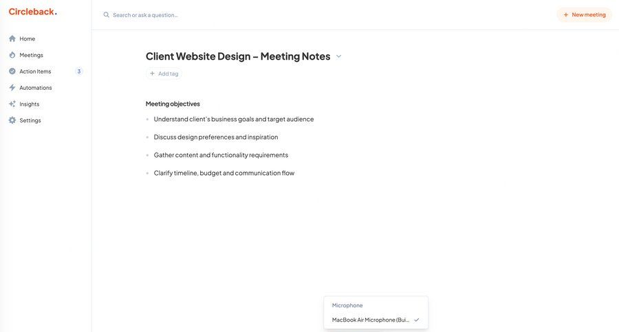 Circleback
			   ux ui design