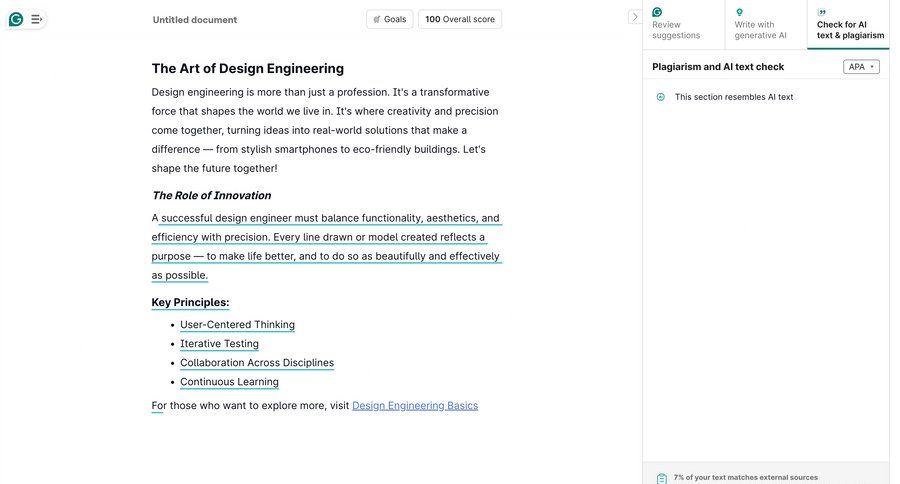 Grammarly screen example