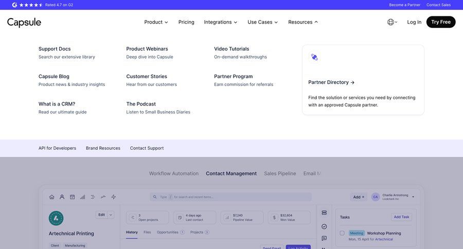 Capsule
				dropdown & other states page example