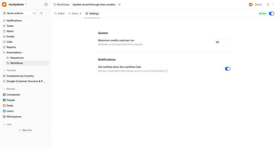 Attio
				settings ui page example