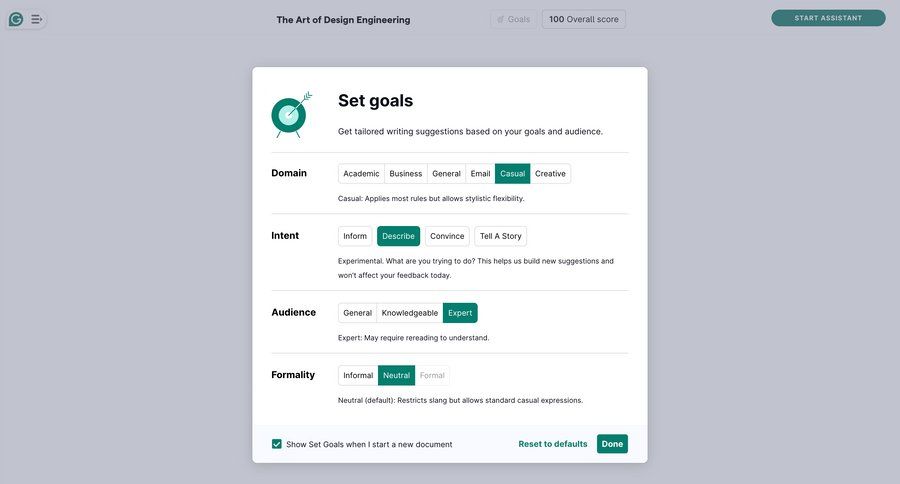 Grammarly screen example