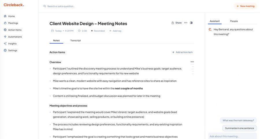 Circleback
			    ux ui design