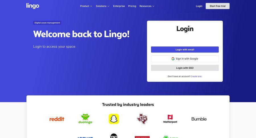 Lingo
				signin ui page example