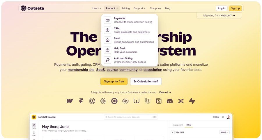 Outseta
				dropdown & other states page example