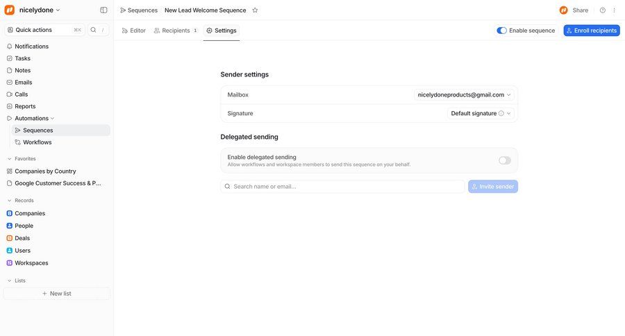 Attio
				settings ui page example