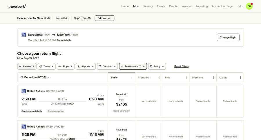 Travelperk screen example
