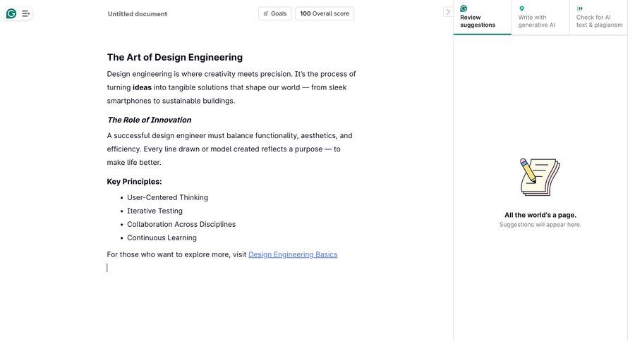 Grammarly screen example