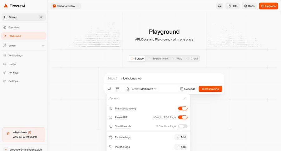 Firecrawl
			create form item settings configuration settings form ui page example