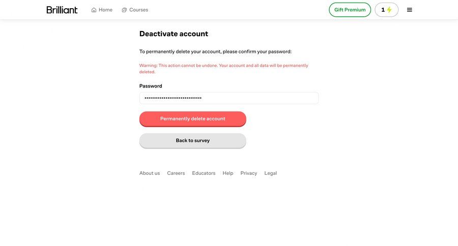 Brillant
			 settings account management form account security ui page example
