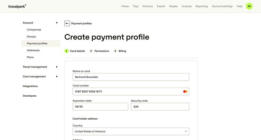 Travelperk screen example