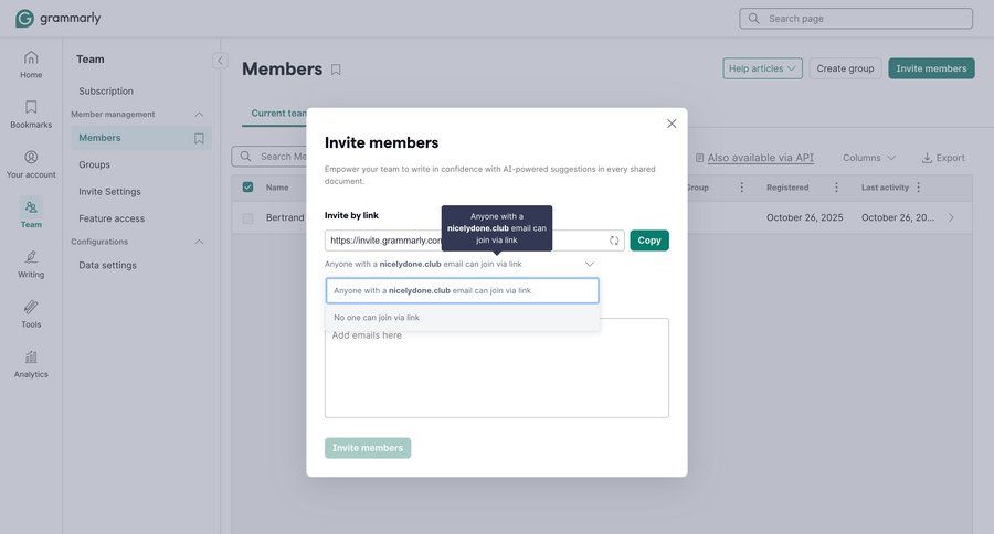 Grammarly screen example