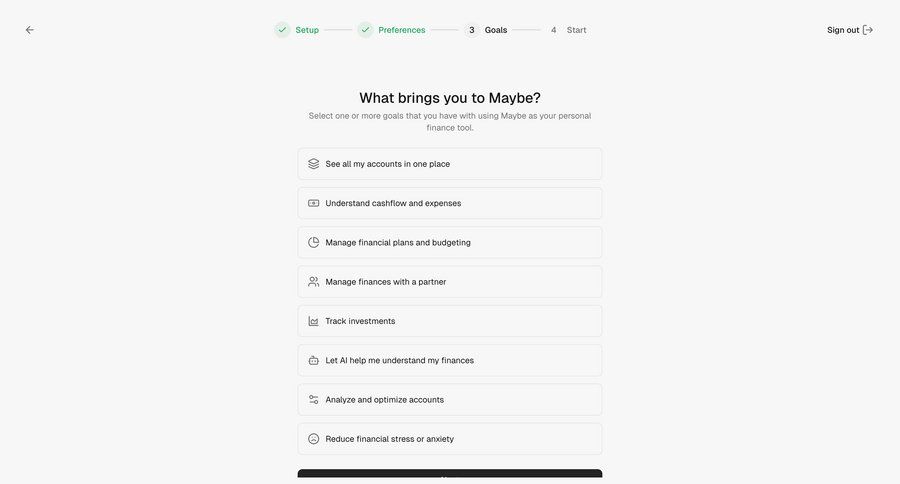 Maybe Finance screen example