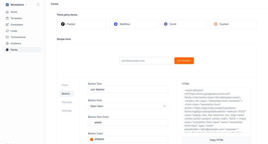 Loops screen example