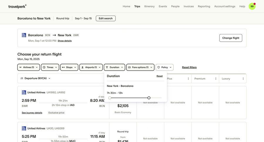 Travelperk screen example