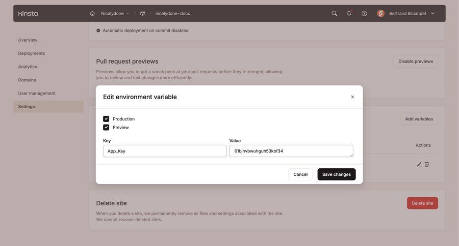 Kinsta screen example